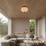 Load image into Gallery viewer, Vintage Eloise Milk Glass Flush Mount Ceiling Light - Vintage Charm Soft Glow
