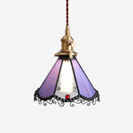 Cargar imagen en el visor de la Galería, Purple stained glass single pendant light