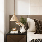 Cargar imagen en el visor de la Galería, Leather pendant light beside a bedroom nightstand