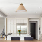 Load image into Gallery viewer, Lorvion Linen Drum Shade Flush Mount &amp; Pendant - Antique Brass Ceiling Light

