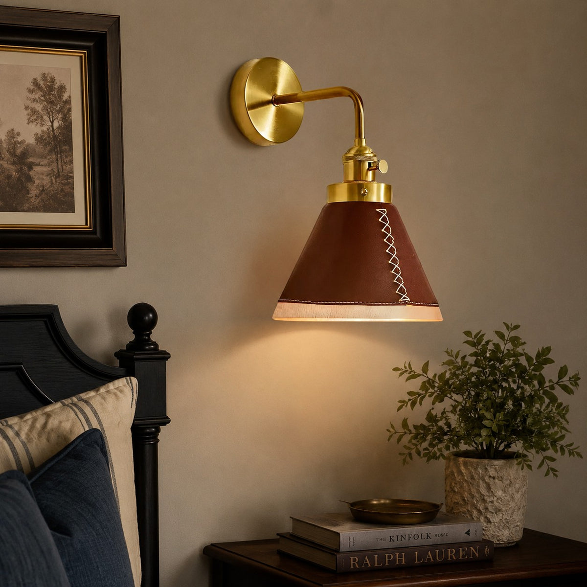 Brown Leather Wall Sconce