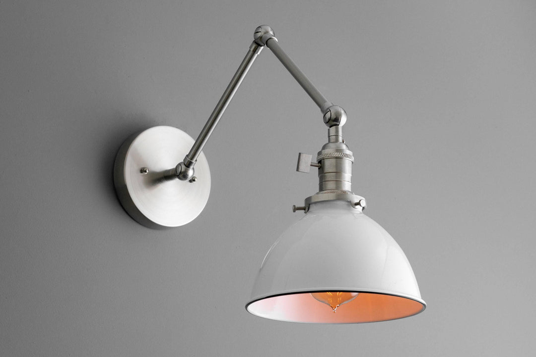Conique Metal Vintage Industrial Swing Arm Wall Lamp - Adjustable Dome Shade for Study