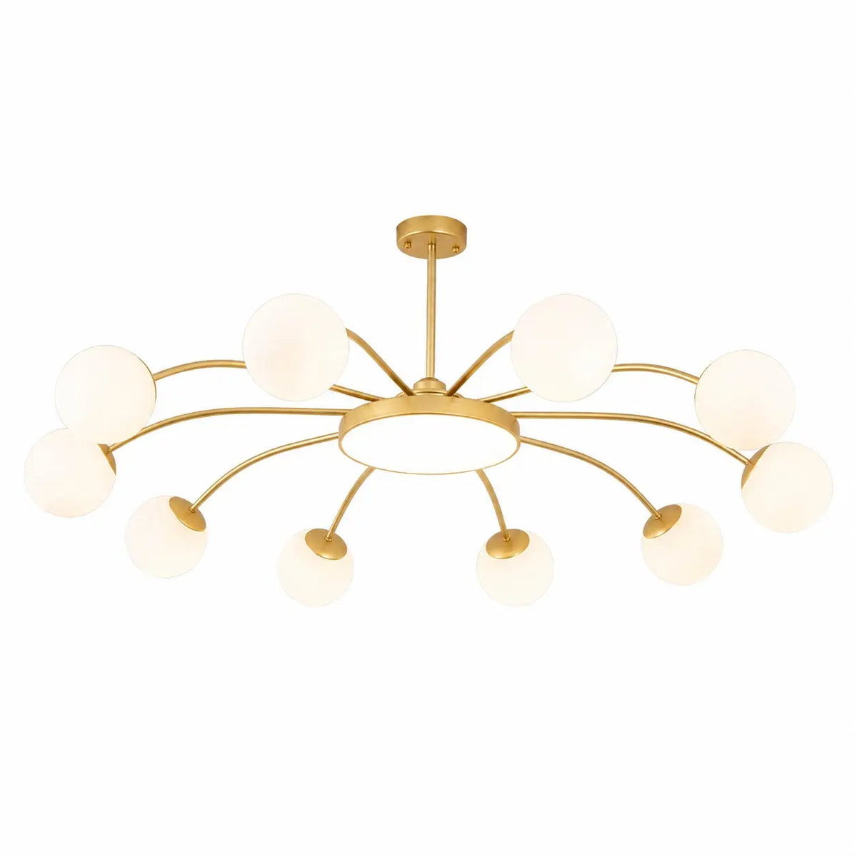 Standard gold 10-light milk glass chandelier