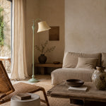 Carica l'immagine nella visualizzazione Galleria, Sage green floor lamp beside a linen sofa and window