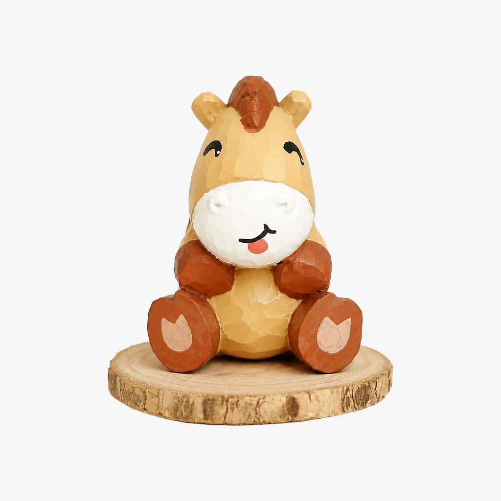 Hand-Carved Wooden Chinese Zodiac Animal Figurines
