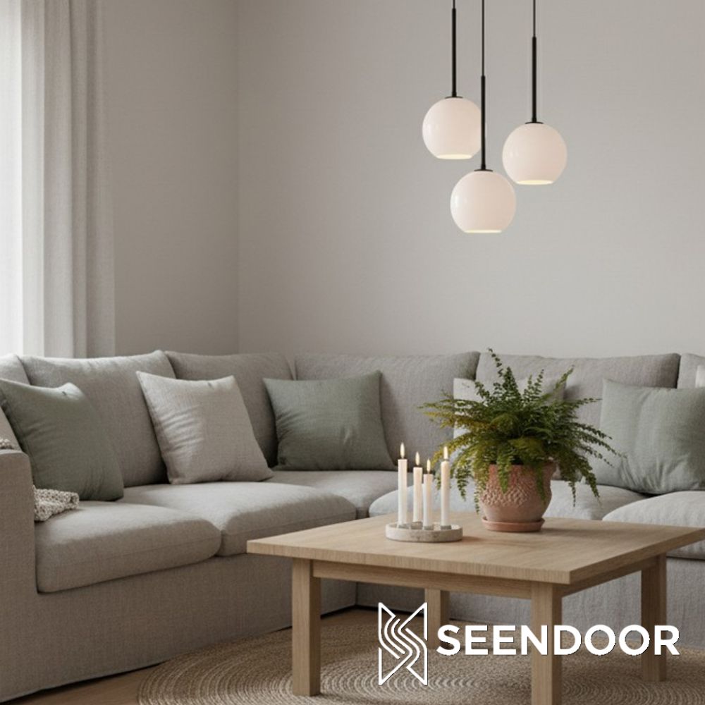 Selvion Asymmetric Glass Ball Chandelier for Dining Room & Living Room