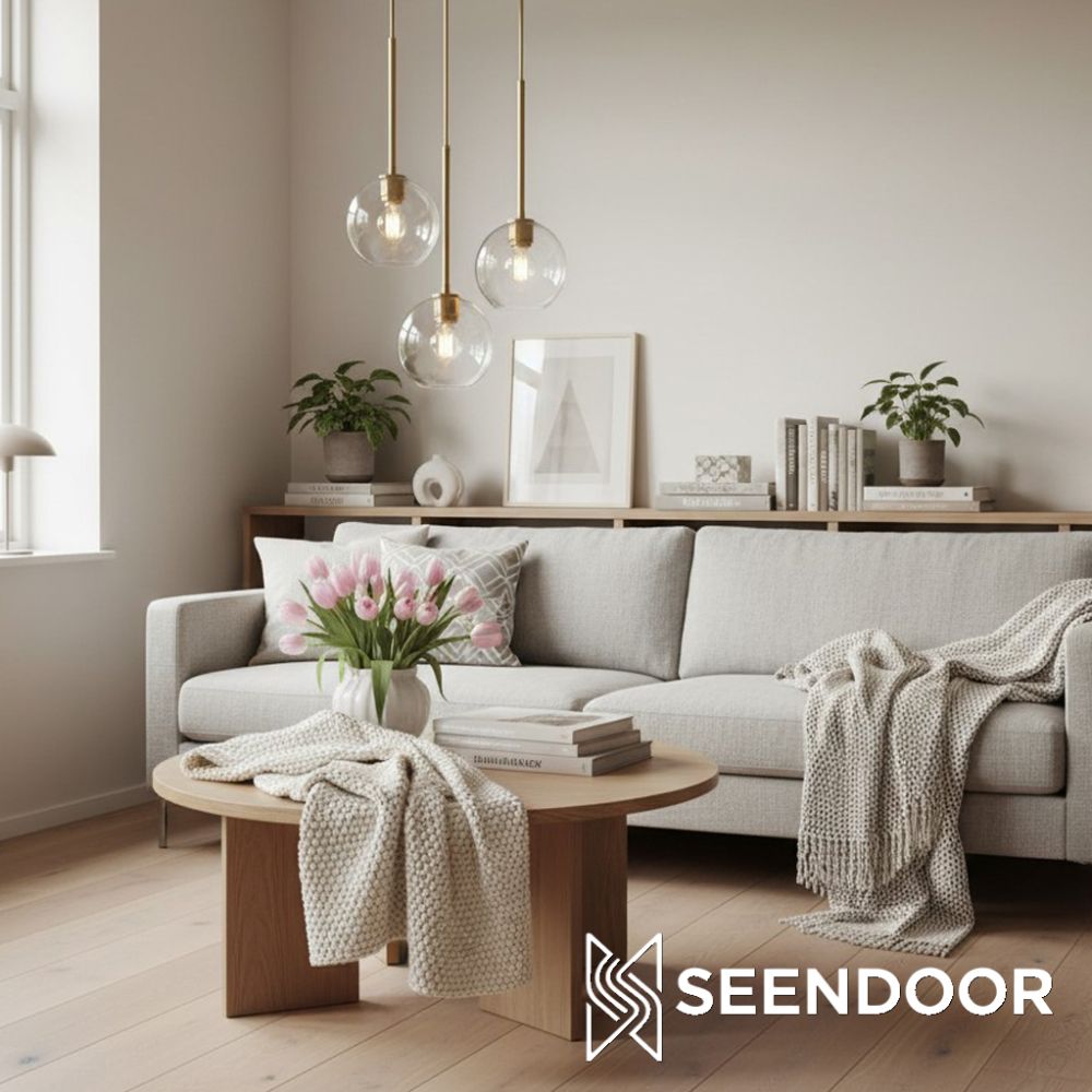 Selvion Asymmetric Glass Ball Chandelier for Dining Room & Living Room