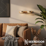 Afbeelding laden in galerijweergave, Elias Rustieke Verstelbare Travertijn Houten Wandlamp