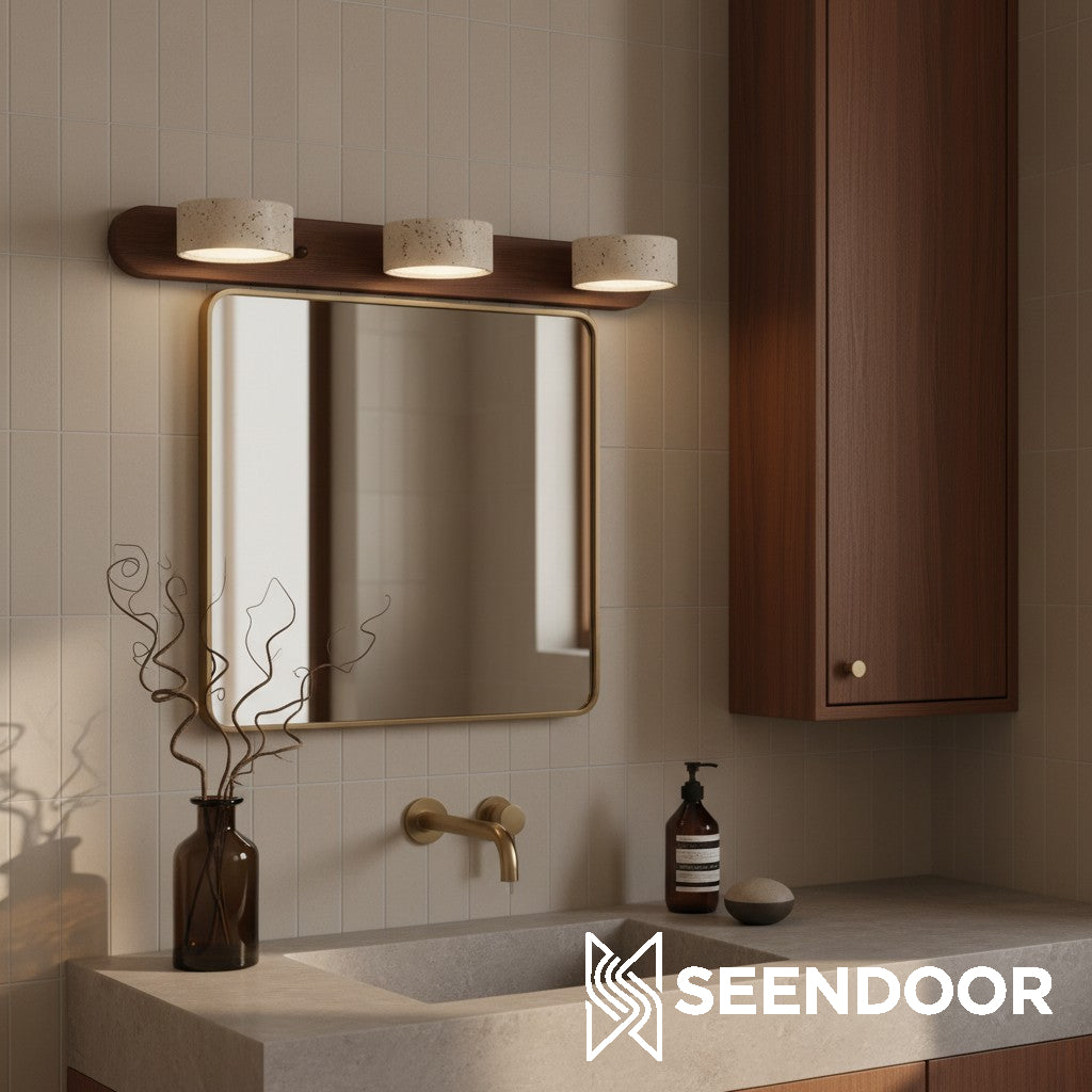 Elias Rustieke Verstelbare Travertijn Houten Wandlamp