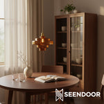Load image into Gallery viewer, Bauhaus Vintage Style Colorful Glass Pendant Light Chrome Accent