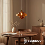 Load image into Gallery viewer, Bauhaus Vintage Style Colorful Glass Pendant Light Chrome Accent
