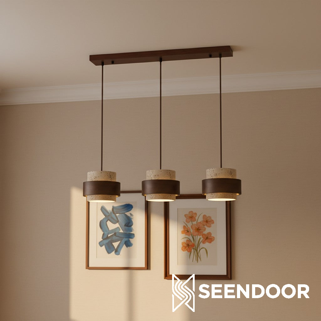 Aksel Vintage cilindervormige travertijn hanglamp