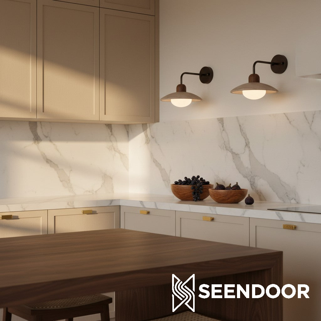 Travira Moderne Design Schijf Travertijn Wandlamp