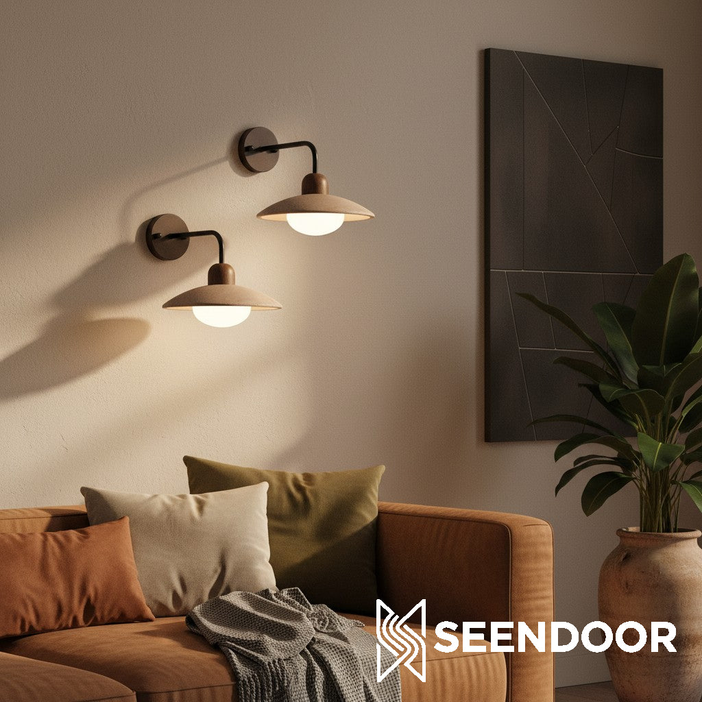 Travira Moderne Design Schijf Travertijn Wandlamp