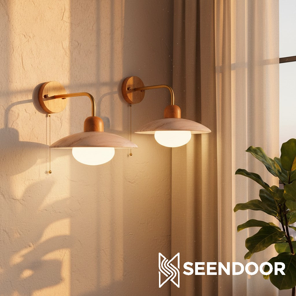 Travira Moderne Design Schijf Travertijn Wandlamp