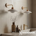 Afbeelding laden in galerijweergave, Travira Moderne Design Schijf Travertijn Wandlamp