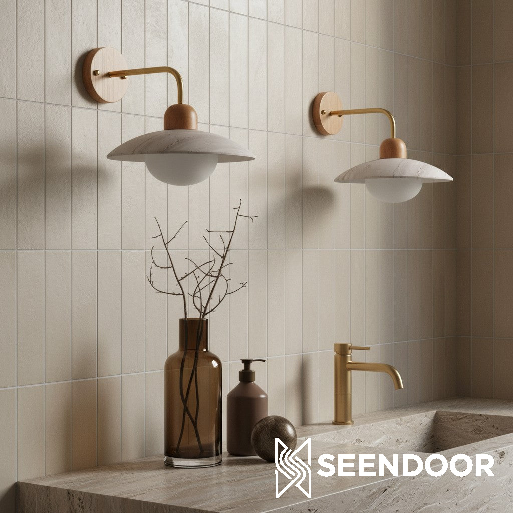 Travira Moderne Design Schijf Travertijn Wandlamp