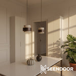 Afbeelding laden in galerijweergave, Aksel Vintage cilindervormige travertijn hanglamp