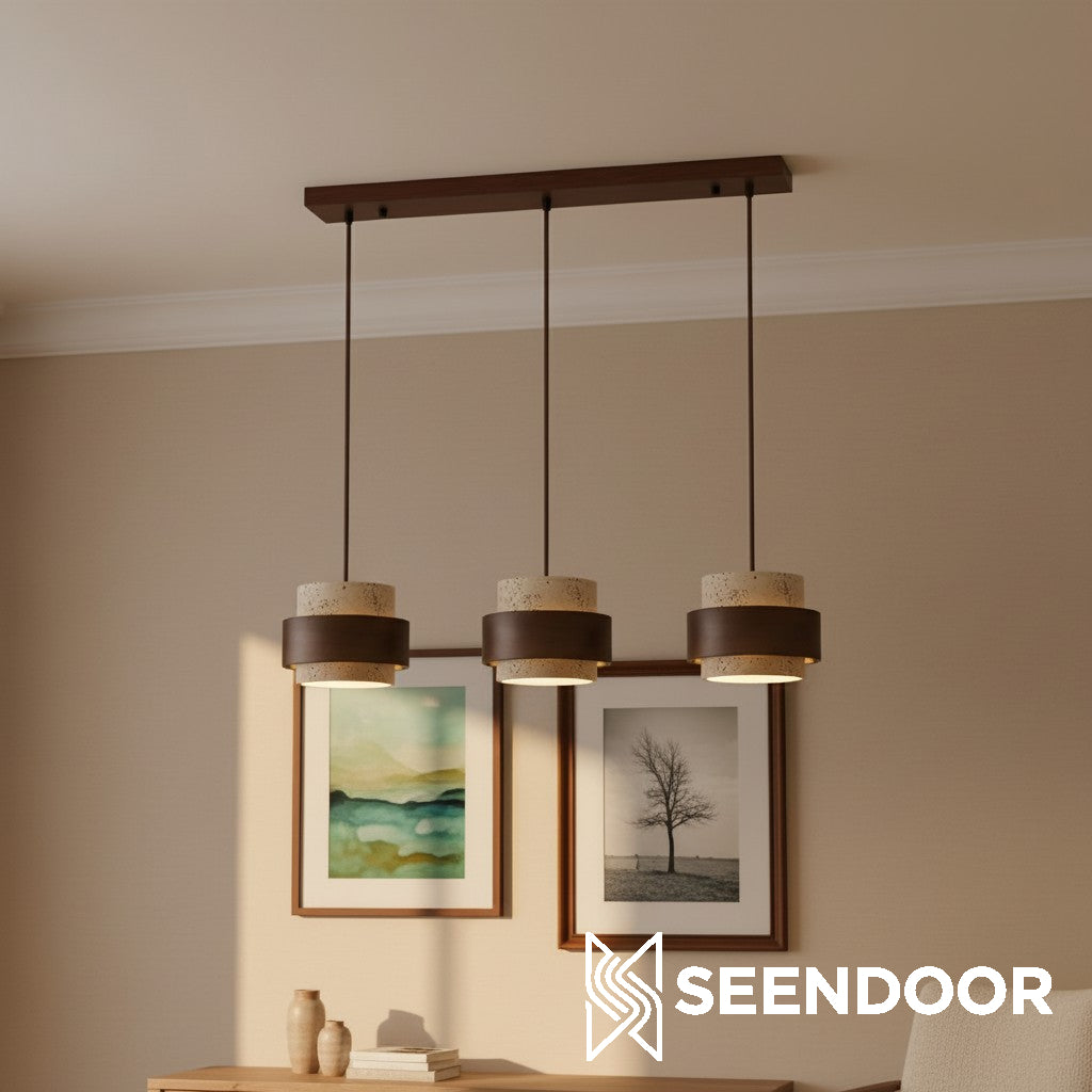 Aksel Vintage cilindervormige travertijn hanglamp