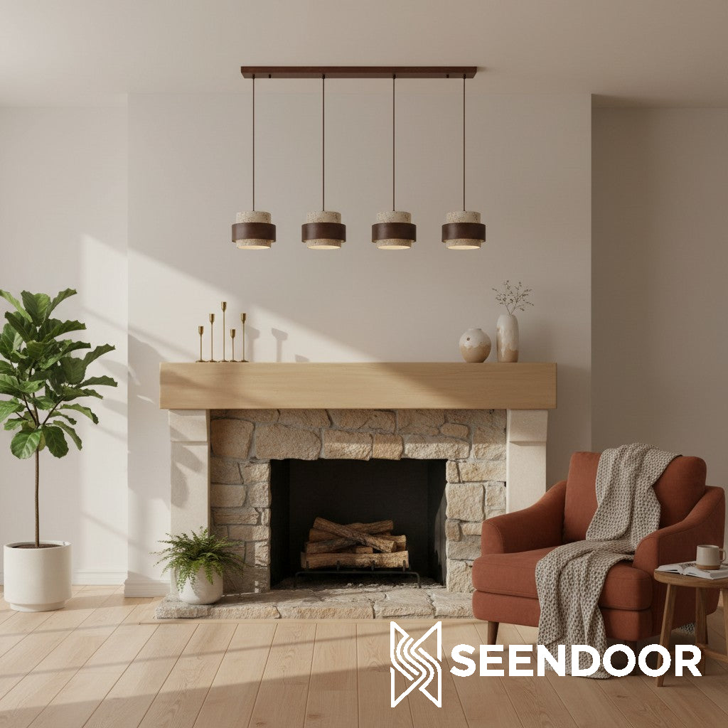 Aksel Vintage cilindervormige travertijn hanglamp