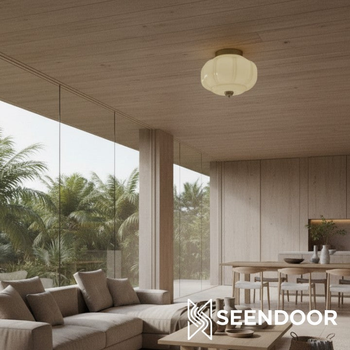 Vintage Eloise Milk Glass Flush Mount Ceiling Light - Vintage Charm Soft Glow