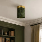 Cargar imagen en el visor de la Galería, vintage green and gold ceiling light installed in an entryway