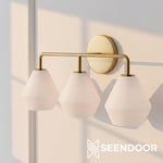 Load image into Gallery viewer, Merin Metal &amp; Glass Sculptural Wall Sconce for Vanity &amp; Bathroom
