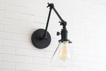 Load image into Gallery viewer, Conique Metal Industrial Wall Sconce with Adjustable Arm - Vintage Glass Cone Shade
