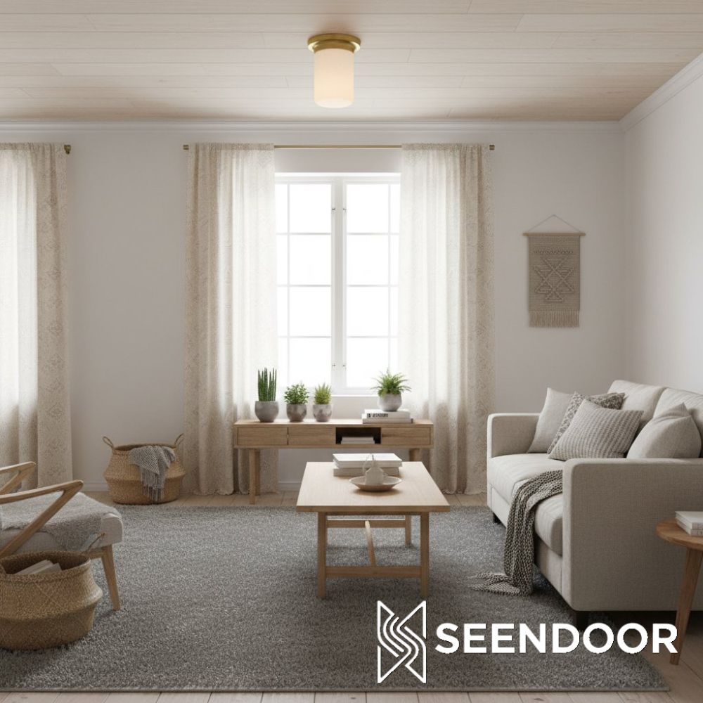 Rivora Modern Textured Glass Flush Mount Ceiling Light for Hallway