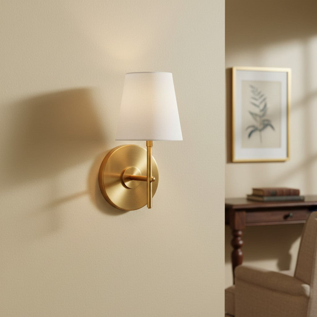 Vireli Brass Wall Sconce in Mid-Century Style for Bedroom & Hallway