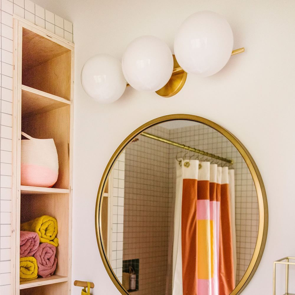Alessora Mid-Century Modern 3-Light Wall Sconce - Metal Frame White Glass Globes