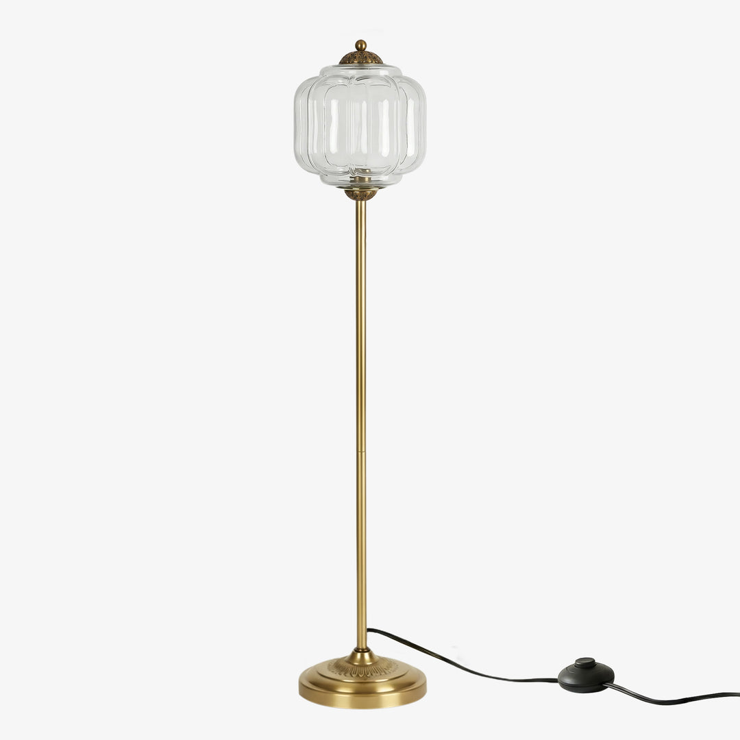Eloise Strukturierte Glas-Kürbis-inspirierte Stehlampe - Organische Kunstfertigkeit und Retro-Stil für Wohnzimmer