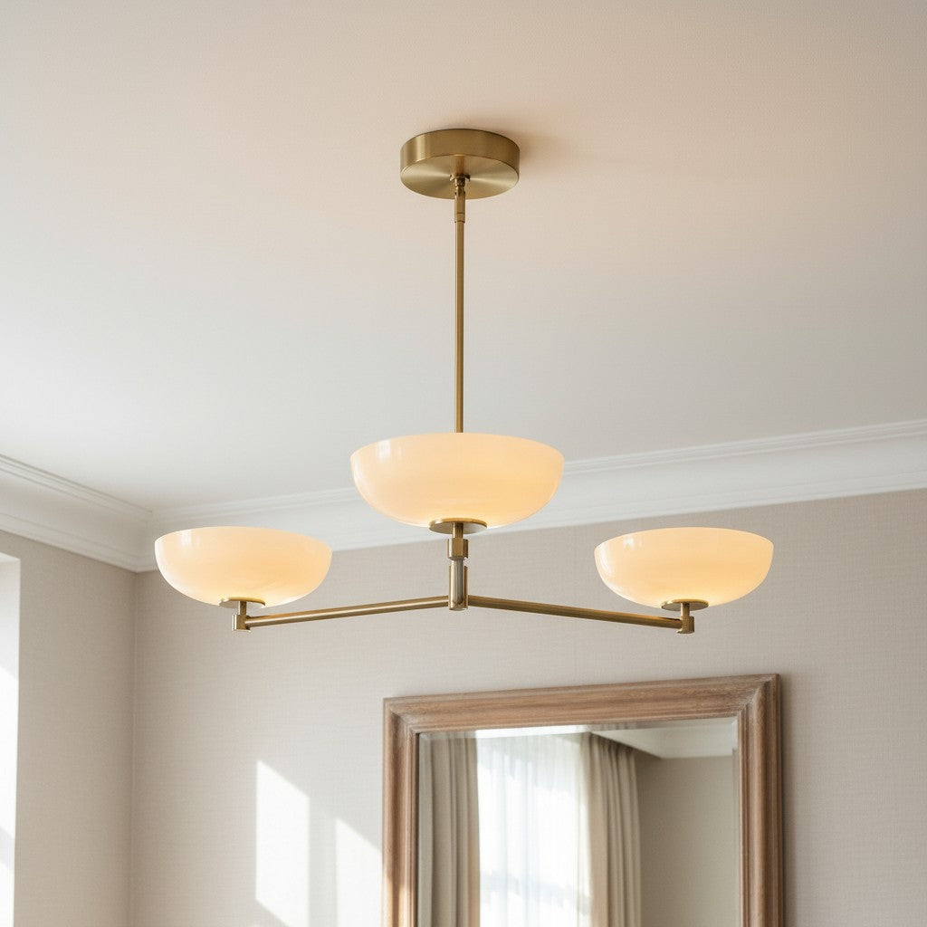 Lámpara de araña de globo de vidrio Vega de estilo moderno de mediados de siglo con pantallas de vidrio para comedor y isla de cocina