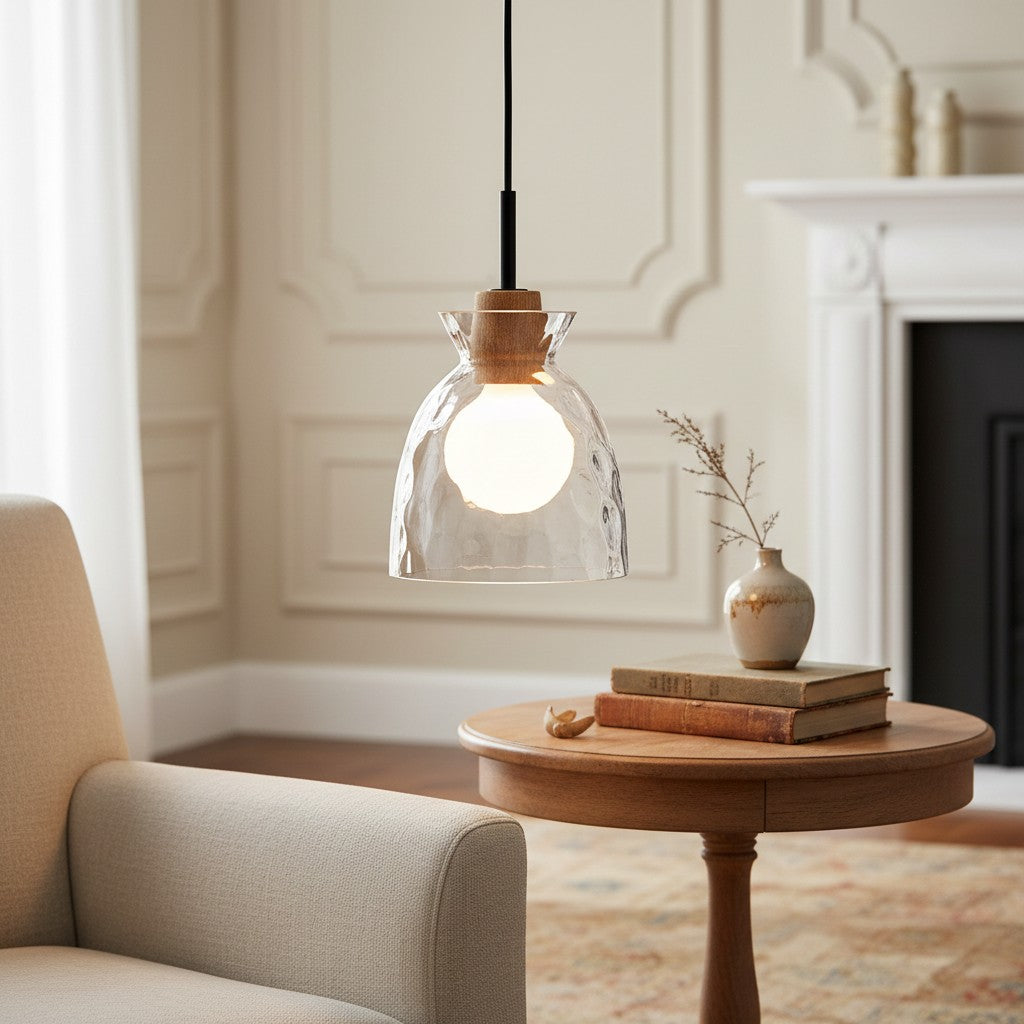 Quenora Golf Hanglamp – Geribbeld Glazen Kap Hanglamp voor Eetkamer of Keuken U23