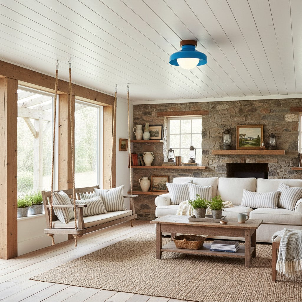 Elystra Modern Ceiling Light Minimalist Glass Shade Metal Fixture for Living Room Kitchen Hallway