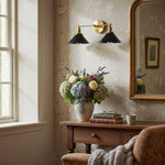 Load image into Gallery viewer, Conique Metal Dual Black Sconce with Cone Shades - Industrial Vanity Wall Light for Mirror
