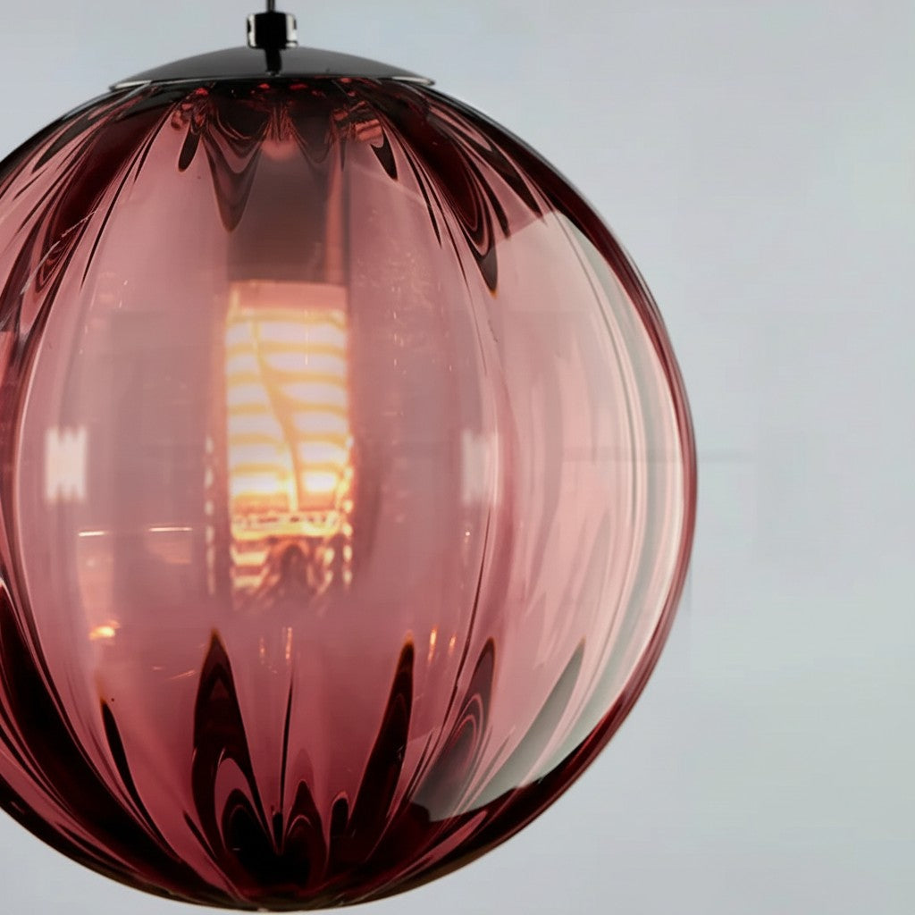 Suspension globe en verre et métal Lunorie – Suspension sculptée réglable pour espaces de repas