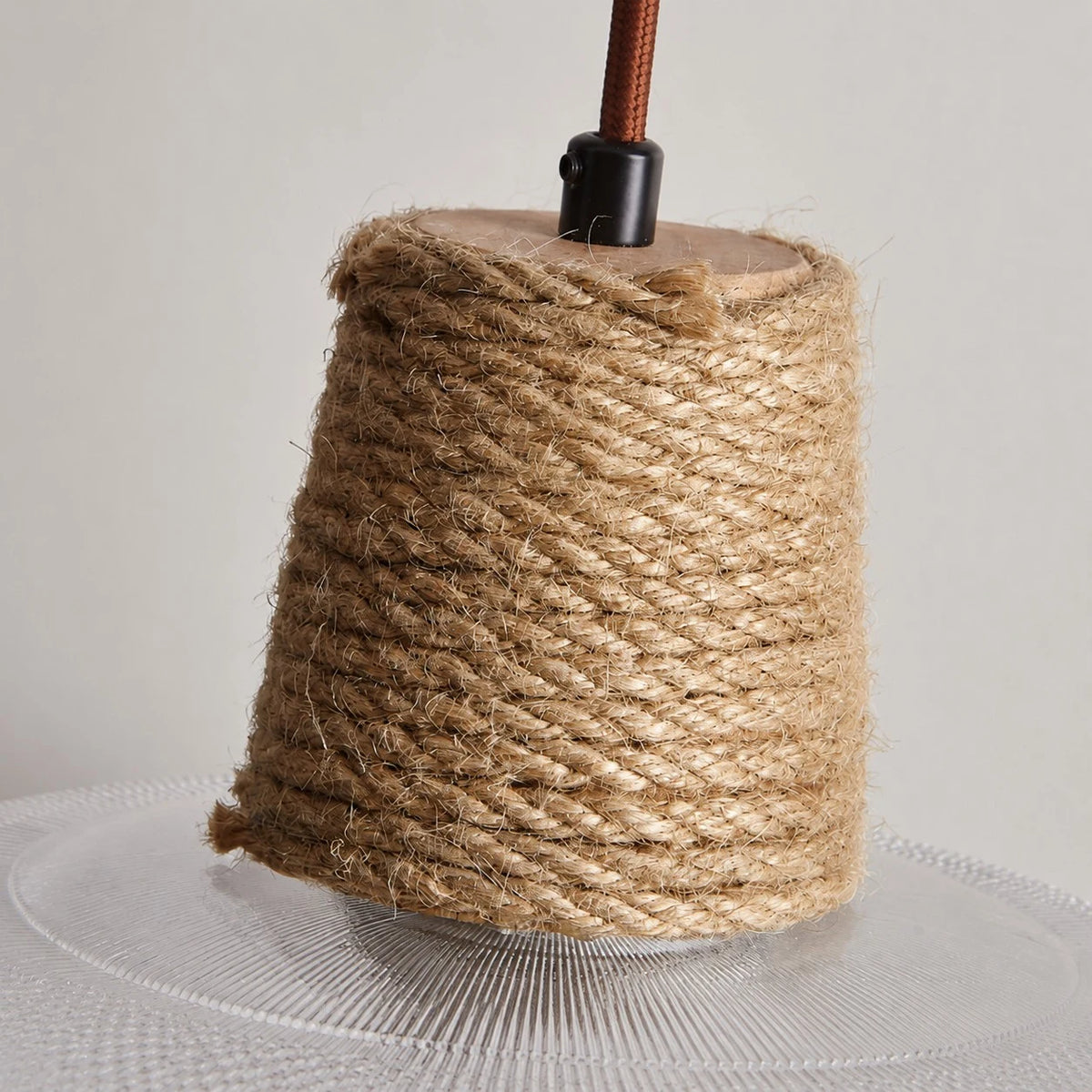 Rustic Woven Rope Glass Pendant Light Collection