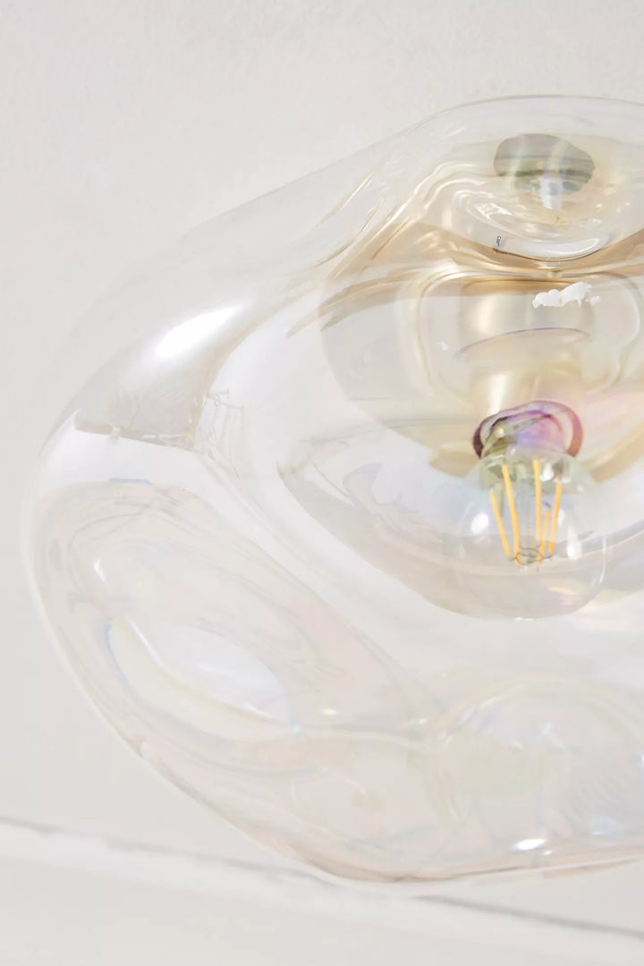 Lightail Opbouw Plafondlamp - Iriserend Glas met Messing Basis