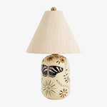 Load image into Gallery viewer, Ceruna Ceramic Table Lamp - Tapered Linen Shade Wax Resist for Bedroom