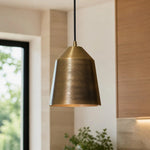 Afbeelding laden in galerijweergave, Hand-carved brass pendant lighting in an interior
