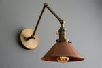 Load image into Gallery viewer, Conique Metal Industrial Wall Sconce with Adjustable Arm - Vintage Copper Cone Shade for Task Lighting
