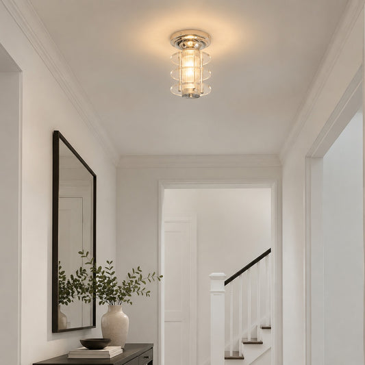 Akrylowa chromowana lampa sufitowa Bauhaus montowana bezpośrednio do sufitu