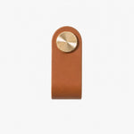 Afbeelding laden in galerijweergave, Cowhide leather and brass cabinet pull handle color and size option