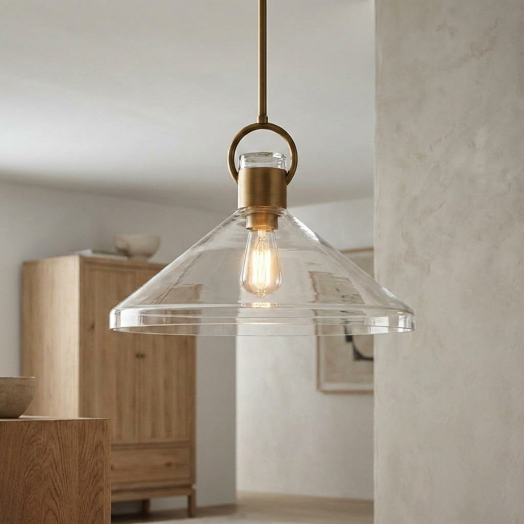 Lumicona Brede Kegel Hanglamp – Helder Glazen Ontwerp met Industriële Stijl voor Keukens U17