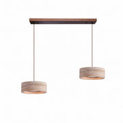 Two-light yellow travertine linear LED pendant SKU image