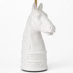 Afbeelding laden in galerijweergave, Close detail of white horse head table lamp base