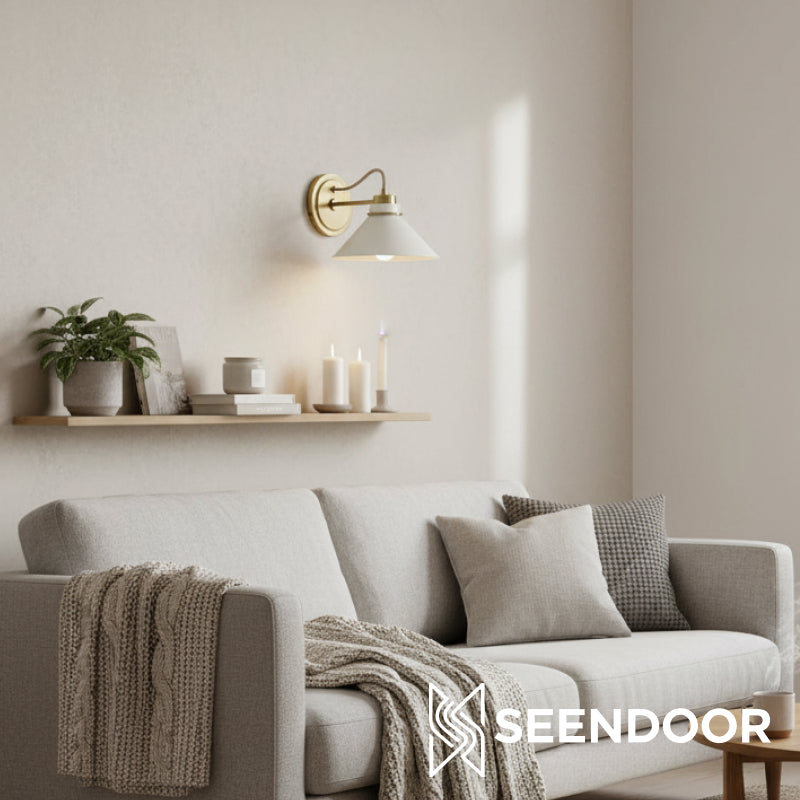 Aurenza Sconce – Farmhouse Wall Light with Metal Accents for Cozy Spaces