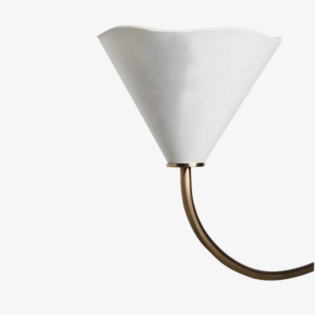 Lámpara de araña lineal Kysara - Brazos de lámpara curvos y pantallas de tela adecuadas para salas de estar o comedores