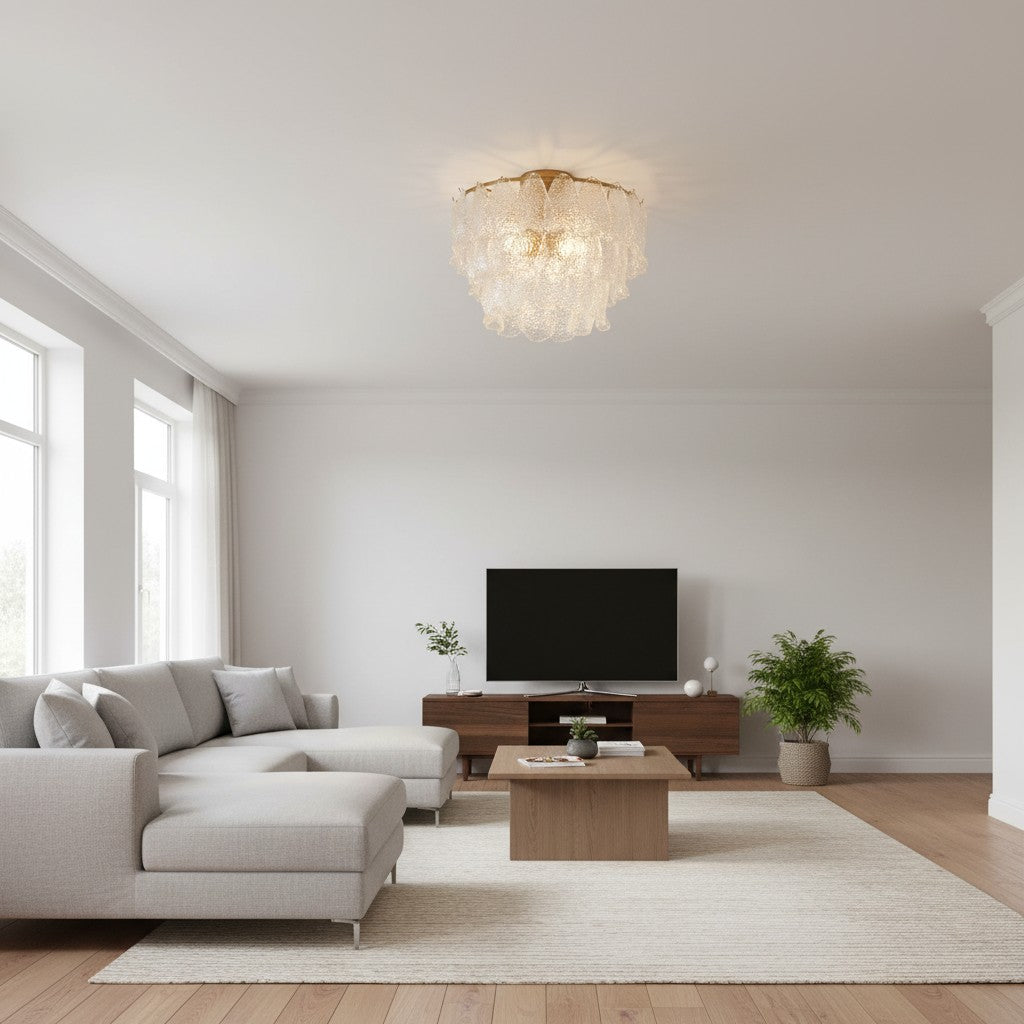 Lumvey Tiered Glass Flush Mount – Round Stacked Design for Modern Home